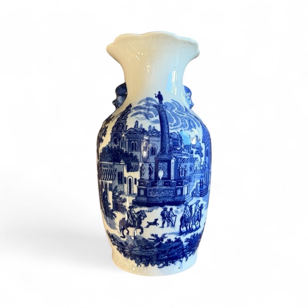 Victoria Ware Blue and White Chinoiserie Vase|Vintage Chinoiserie Vase - Picture 4 of 8